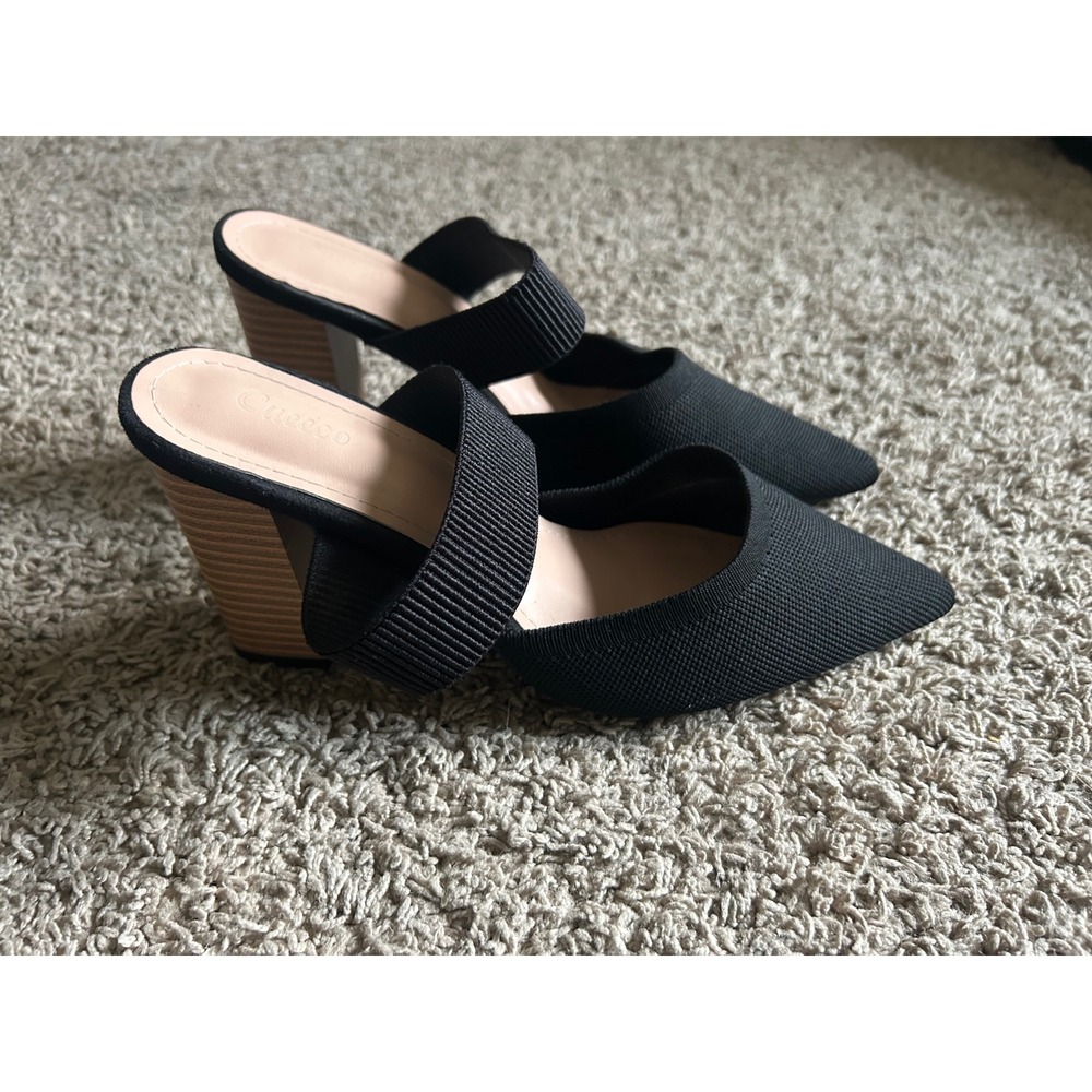 Cuccoo Black Dressy Heels, Size 9.5, EUR 41, stretchy